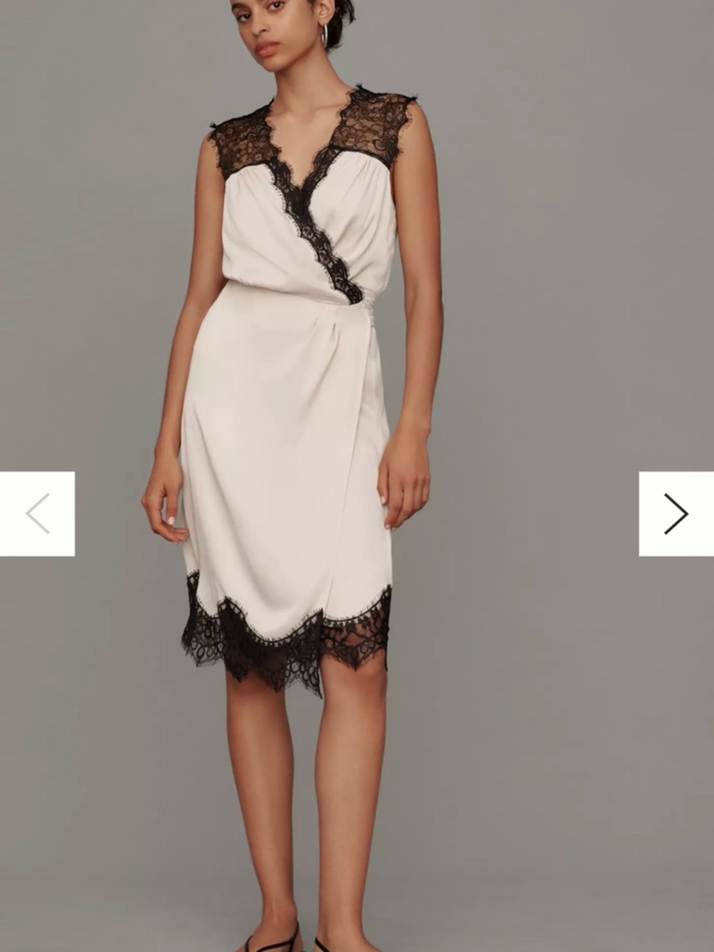 Anthropologie Blush Wrap Dress with Black Lace Trim